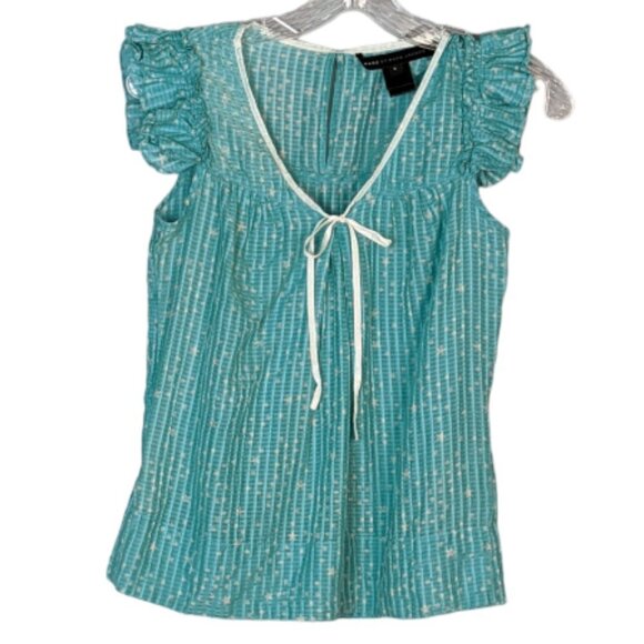 MARC BY MARC JACOBS Cotton Silk Blend Ruffle Short Sleeve Top Size Small - Picture 11 of 11